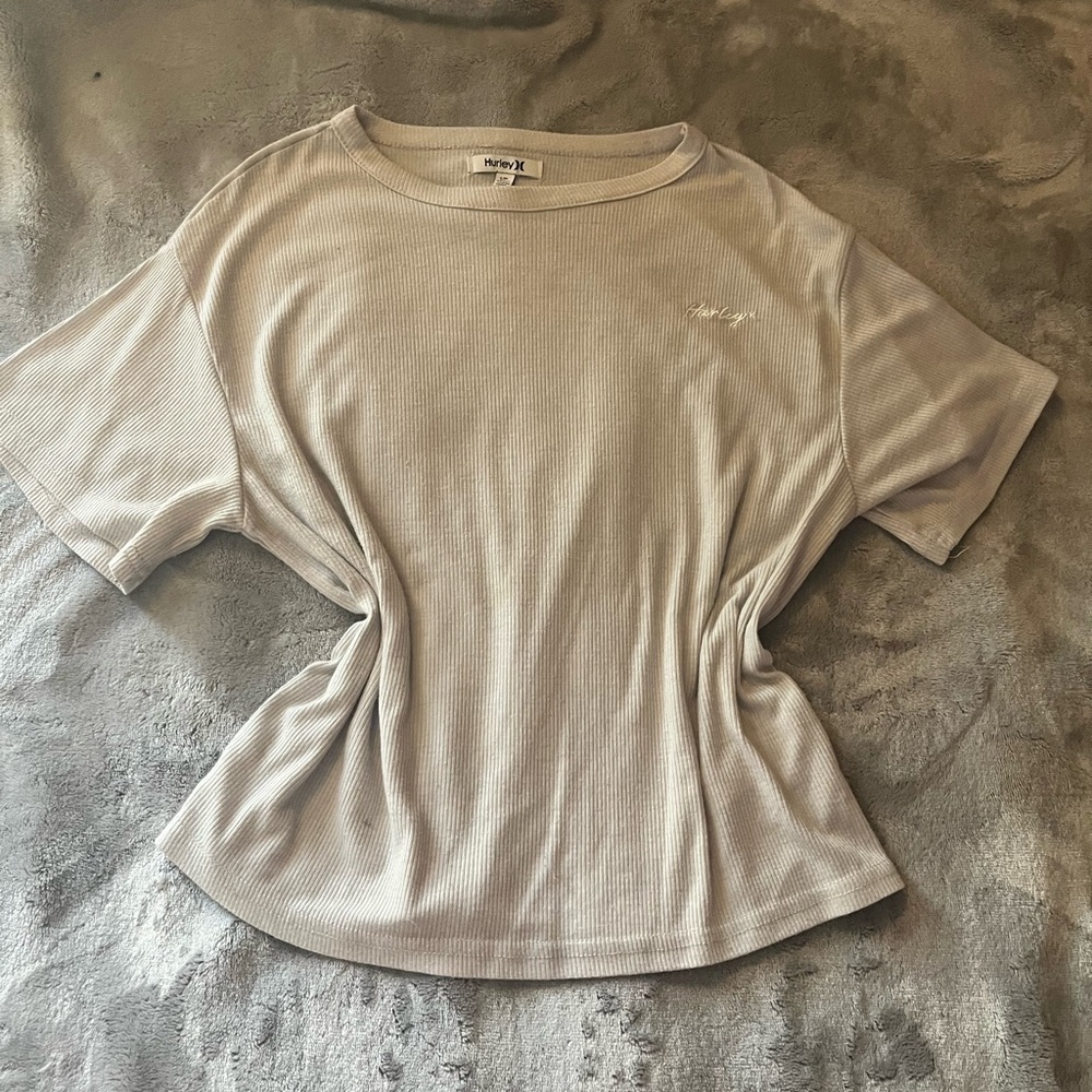 Hurley Tan Fitted Ruched Short Sleeve T-Shirt